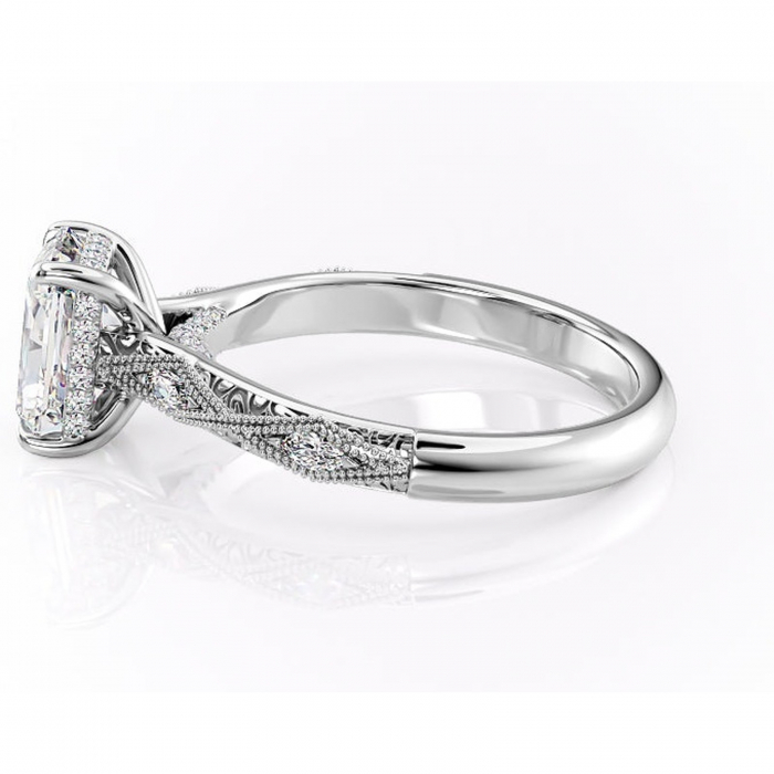 Inel de logodnă Vespera din aur Alb 18kt cu moissanite tăietură radiantă – Pietre laterale rafinată pentru profil înalt | Personalizează și configurează gratuit online [6]