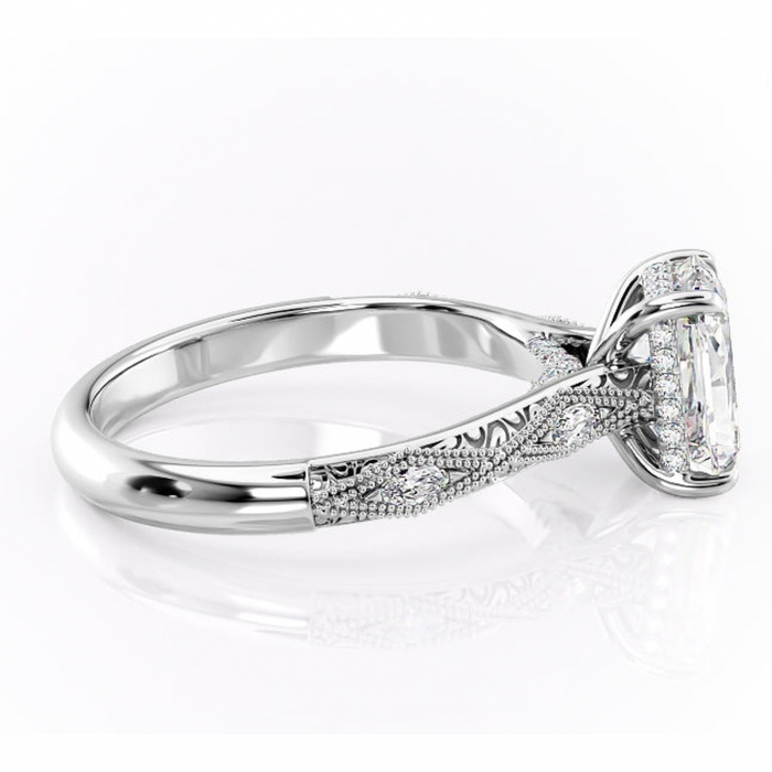 Inel de logodnă Vespera din aur Alb 18kt cu moissanite tăietură radiantă – Pietre laterale rafinată pentru profil înalt | Personalizează și configurează gratuit online [2]