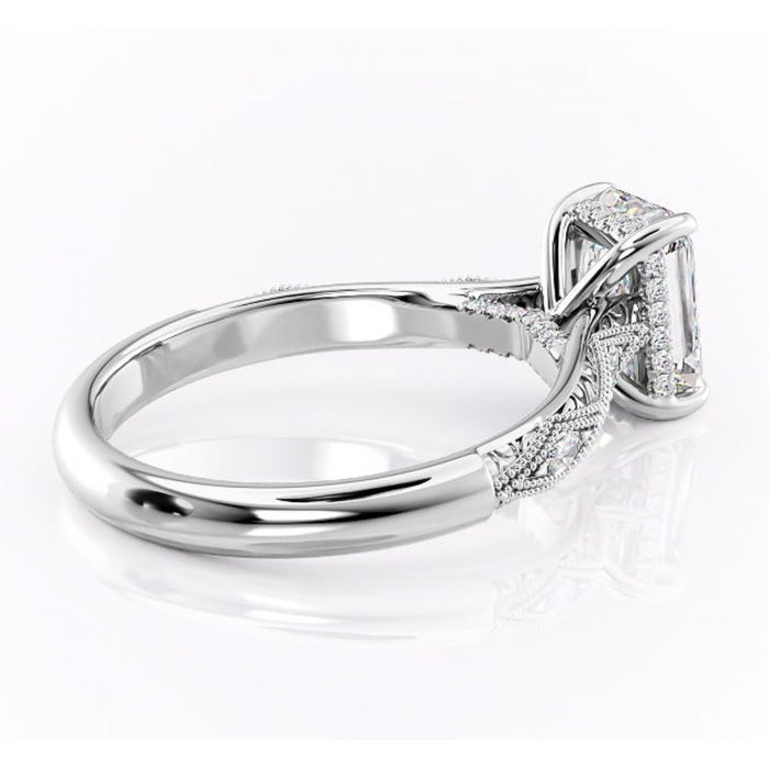 Inel de logodnă Vespera din aur Alb 18kt cu moissanite tăietură radiantă – Pietre laterale rafinată pentru profil înalt | Personalizează și configurează gratuit online [3]