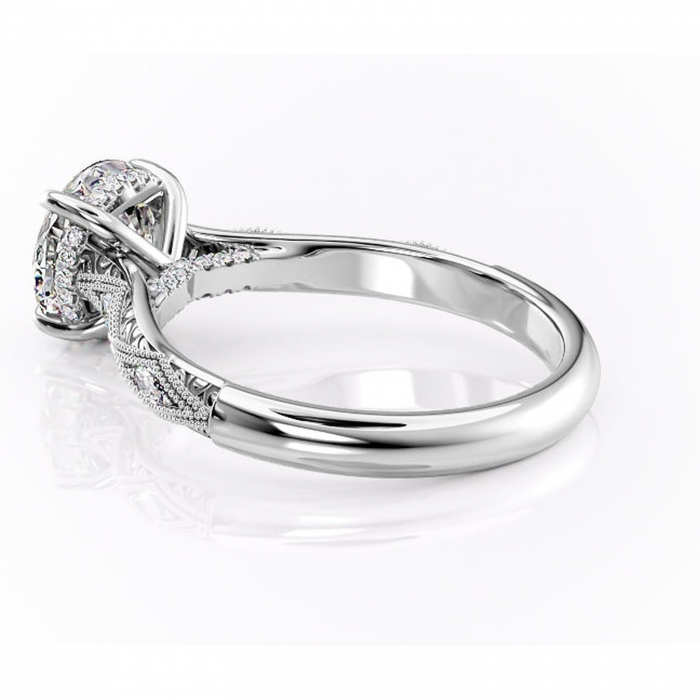 Inel de logodnă Vespera din aur Alb 14kt cu moissanite tăietură rotundă – Pietre laterale rafinată pentru profil înalt | Personalizează și configurează gratuit online [5]