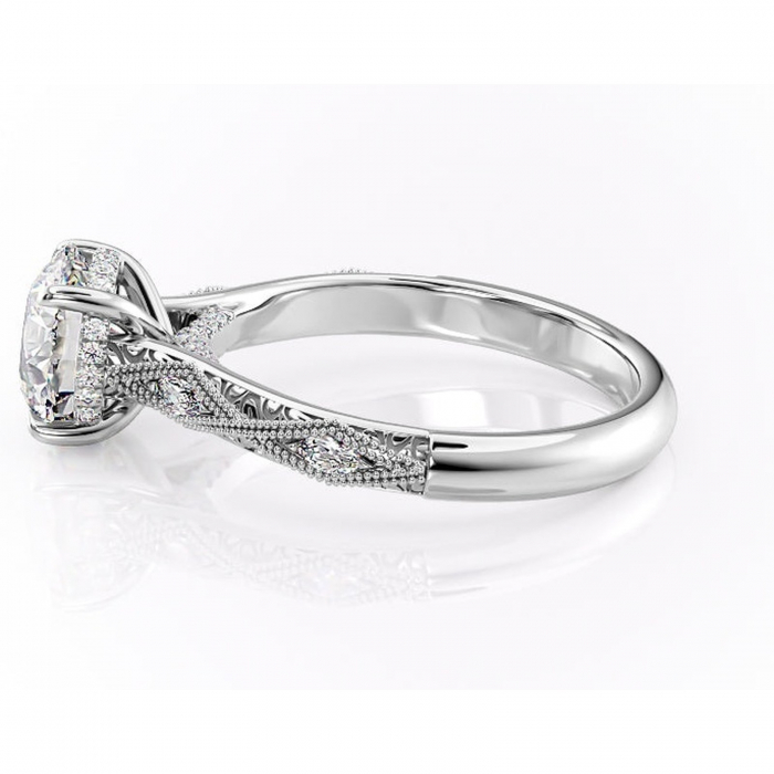 Inel de logodnă Vespera din aur Alb 14kt cu moissanite tăietură rotundă – Pietre laterale rafinată pentru profil înalt | Personalizează și configurează gratuit online [6]