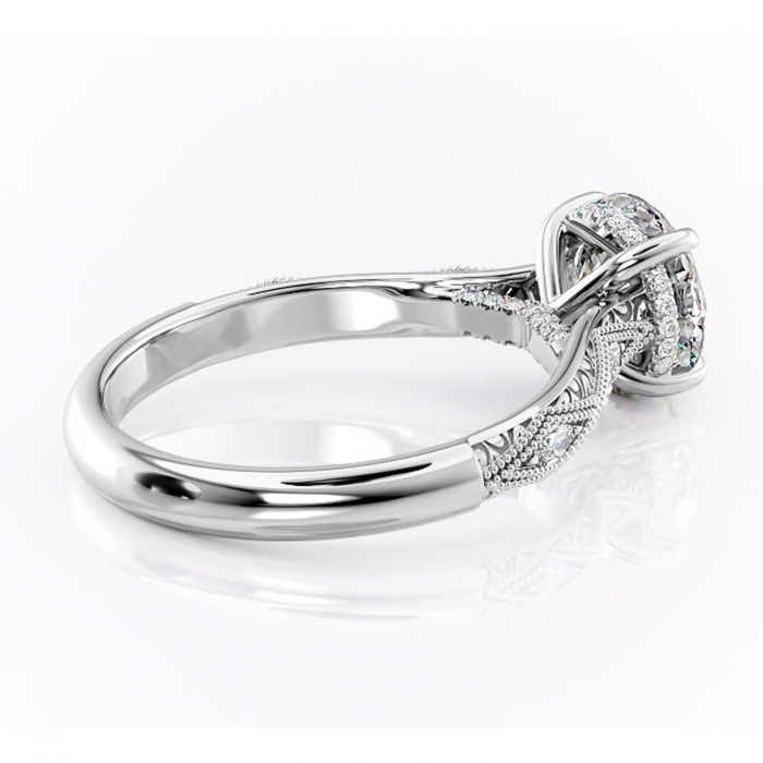 Inel de logodnă Vespera din aur Alb 14kt cu moissanite tăietură rotundă – Pietre laterale rafinată pentru profil înalt | Personalizează și configurează gratuit online [3]