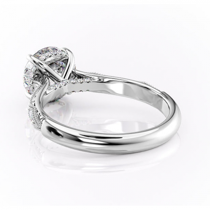 Inel de logodnă Vespera din aur Alb 14kt cu moissanite tăietură rotundă – Pietre laterale rafinată pentru profil înalt | Personalizează și configurează gratuit online [4]
