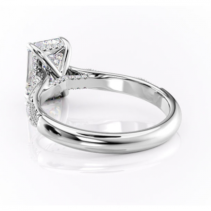 Inel de logodnă Vespera din aur Alb 14kt cu moissanite tăietură smarald – Pietre laterale rafinată pentru profil înalt | Personalizează și configurează gratuit online [4]