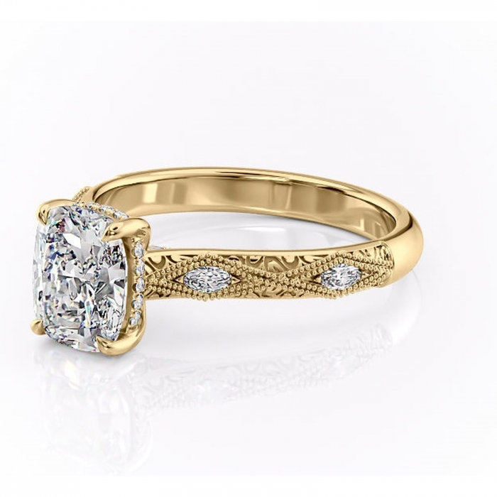 Inel de logodnă Vespera din aur Galben 14kt cu moissanite tăietură asscher – Pietre laterale rafinată pentru profil înalt | Personalizează și configurează gratuit online [7]