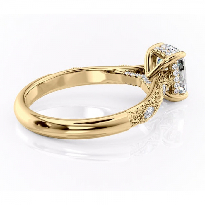 Inel de logodnă Vespera din aur Galben 14kt cu moissanite tăietură asscher – Pietre laterale rafinată pentru profil înalt | Personalizează și configurează gratuit online [3]