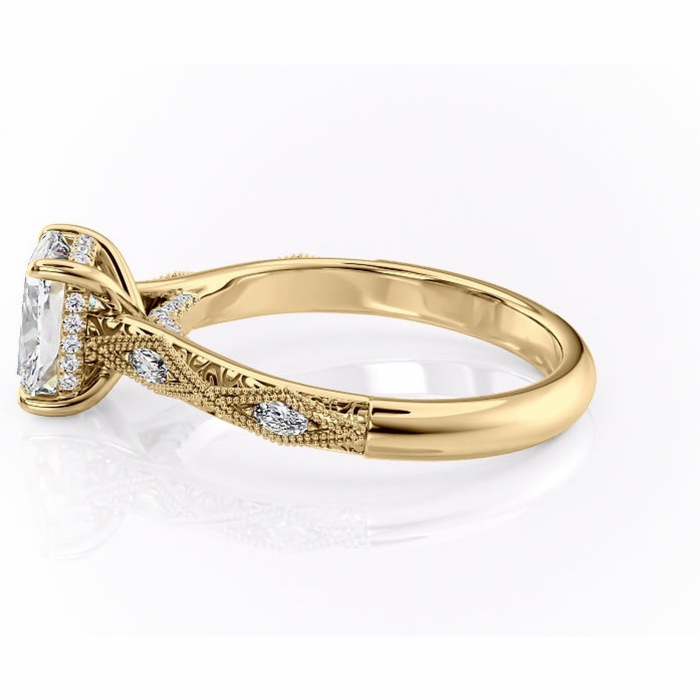 Inel de logodnă Vespera din aur Galben 14kt cu moissanite tăietură asscher – Pietre laterale rafinată pentru profil înalt | Personalizează și configurează gratuit online [6]