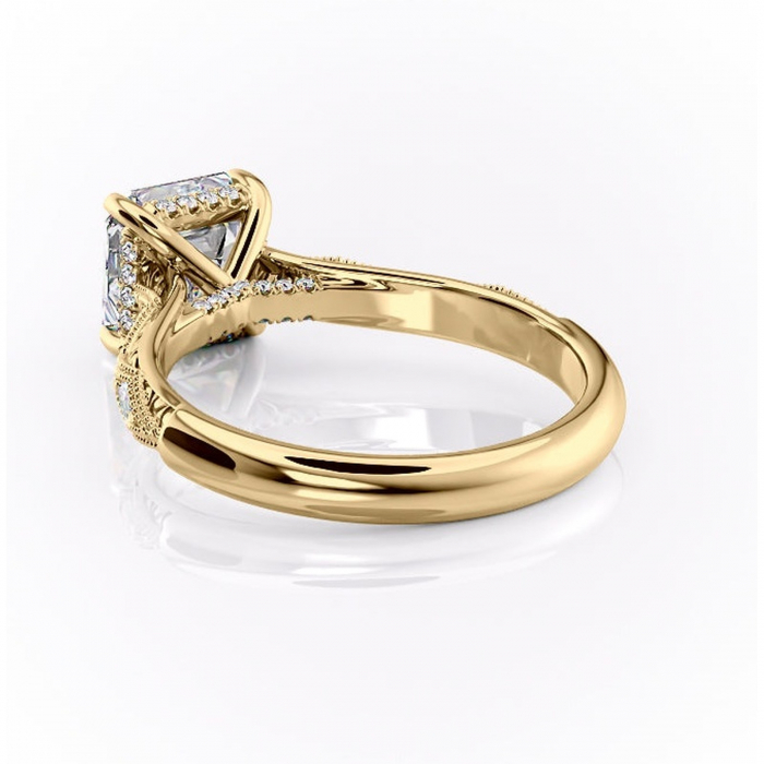 Inel de logodnă Vespera din aur Galben 14kt cu moissanite tăietură asscher – Pietre laterale rafinată pentru profil înalt | Personalizează și configurează gratuit online [4]