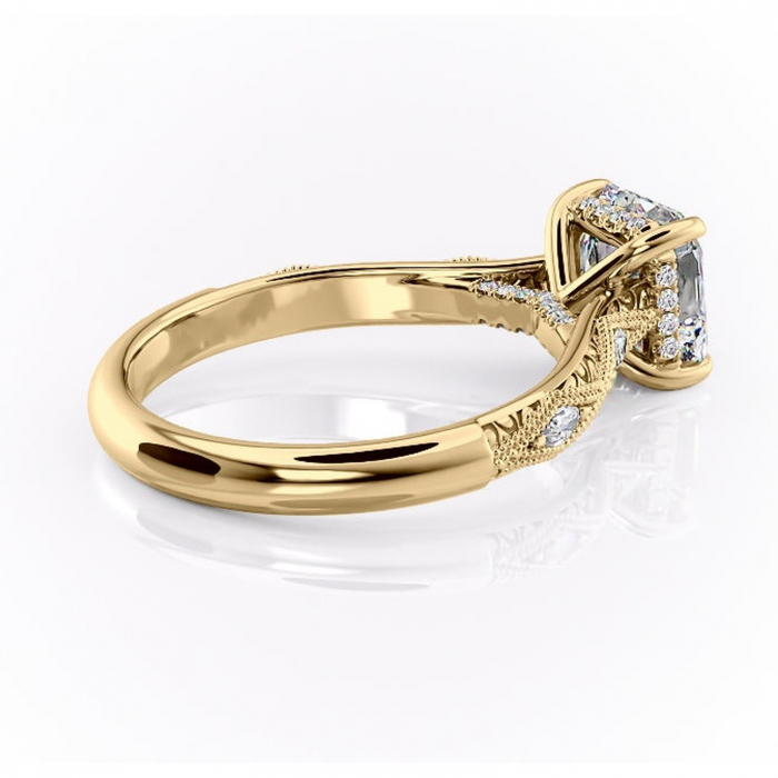 Inel de logodnă Vespera din aur Galben 14kt cu moissanite tăietură asscher – Pietre laterale rafinată pentru profil înalt | Personalizează și configurează gratuit online [3]
