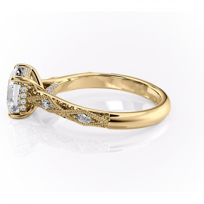 Inel de logodnă Vespera din aur Galben 14kt cu moissanite tăietură asscher – Pietre laterale rafinată pentru profil înalt | Personalizează și configurează gratuit online [6]