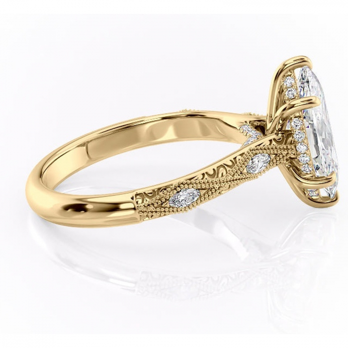 Inel de logodnă Vespera din aur Galben 14kt cu moissanite tăietură marquise – Pietre laterale rafinată pentru profil înalt | Personalizează și configurează gratuit online [2]