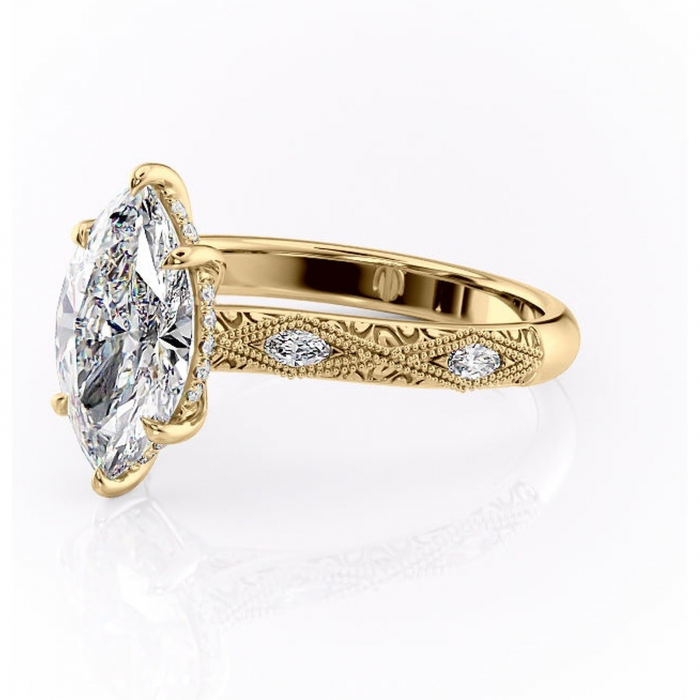 Inel de logodnă Vespera din aur Galben 14kt cu moissanite tăietură marquise – Pietre laterale rafinată pentru profil înalt | Personalizează și configurează gratuit online [7]