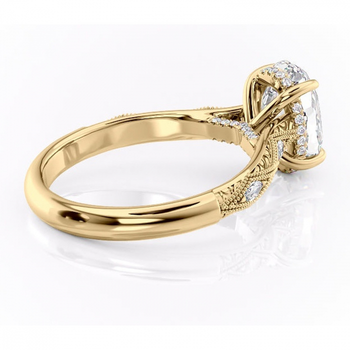Inel de logodnă Vespera din aur Galben 14kt cu moissanite tăietură ovală – Pietre laterale rafinată pentru profil înalt | Personalizează și configurează gratuit online [3]