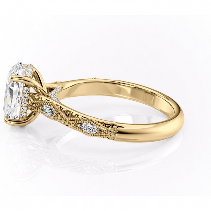 Inel de logodnă Vespera din aur Galben 14kt cu moissanite tăietură ovală – Pietre laterale rafinată pentru profil înalt | Personalizează și configurează gratuit online [6]