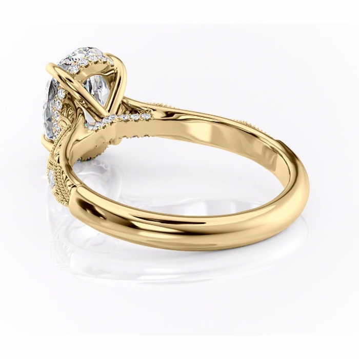 Inel de logodnă Vespera din aur Galben 14kt cu moissanite tăietură ovală – Pietre laterale rafinată pentru profil înalt | Personalizează și configurează gratuit online [4]
