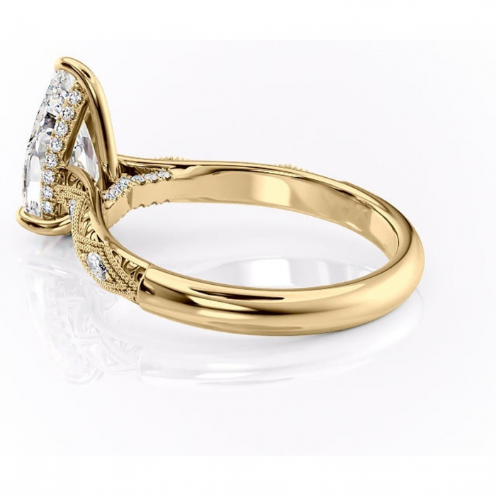 Inel de logodnă Vespera din aur Galben 14kt cu moissanite tăietură pară – Pietre laterale rafinată pentru profil înalt | Personalizează și configurează gratuit online [5]