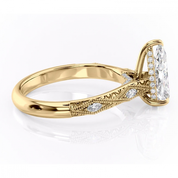 Inel de logodnă Vespera din aur Galben 14kt cu moissanite tăietură pară – Pietre laterale rafinată pentru profil înalt | Personalizează și configurează gratuit online [2]