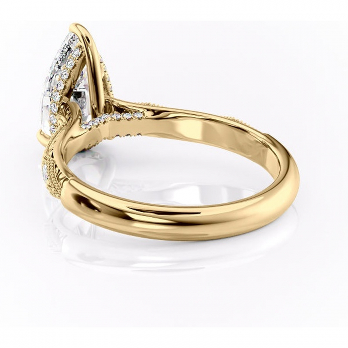 Inel de logodnă Vespera din aur Galben 14kt cu moissanite tăietură pară – Pietre laterale rafinată pentru profil înalt | Personalizează și configurează gratuit online [4]