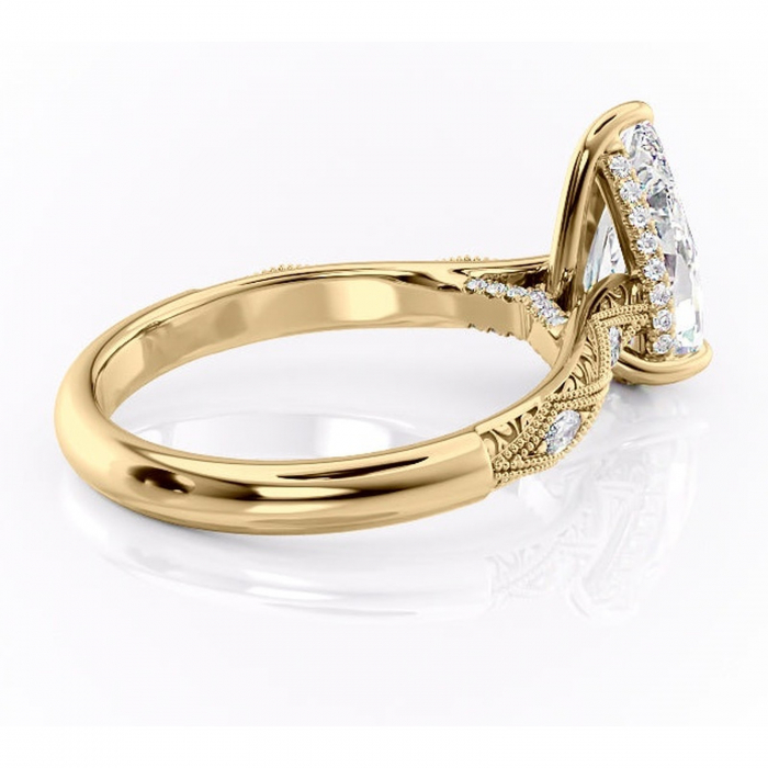 Inel de logodnă Vespera din aur Galben 14kt cu moissanite tăietură pară – Pietre laterale rafinată pentru profil înalt | Personalizează și configurează gratuit online [3]