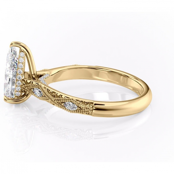 Inel de logodnă Vespera din aur Galben 14kt cu moissanite tăietură pară – Pietre laterale rafinată pentru profil înalt | Personalizează și configurează gratuit online [6]