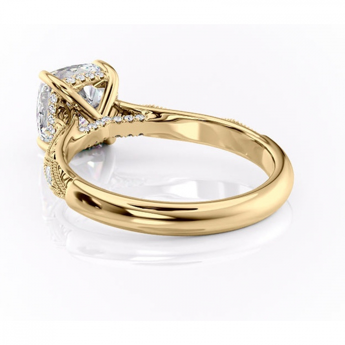 Inel de logodnă Vespera din aur Galben 14kt cu moissanite tăietură pernă – Pietre laterale rafinată pentru profil înalt | Personalizează și configurează gratuit online [4]