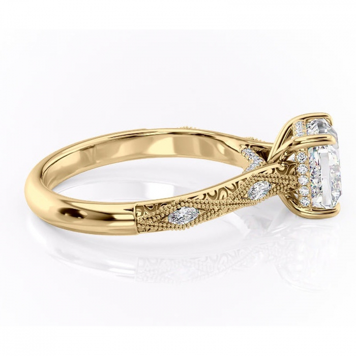 Inel de logodnă Vespera din aur Galben 14kt cu moissanite tăietură pernă – Pietre laterale rafinată pentru profil înalt | Personalizează și configurează gratuit online [2]