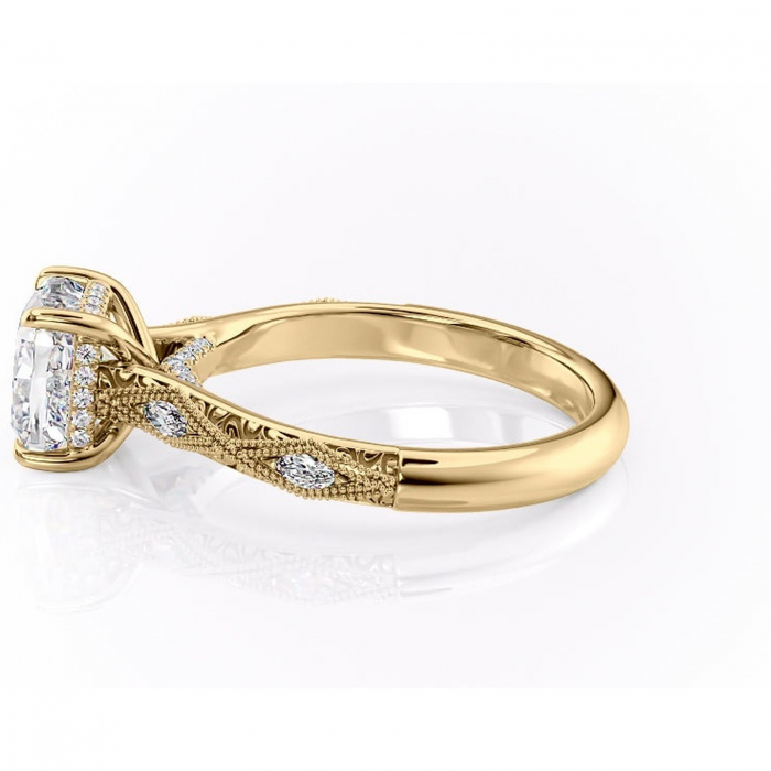 Inel de logodnă Vespera din aur Galben 14kt cu moissanite tăietură pernă – Pietre laterale rafinată pentru profil înalt | Personalizează și configurează gratuit online [6]