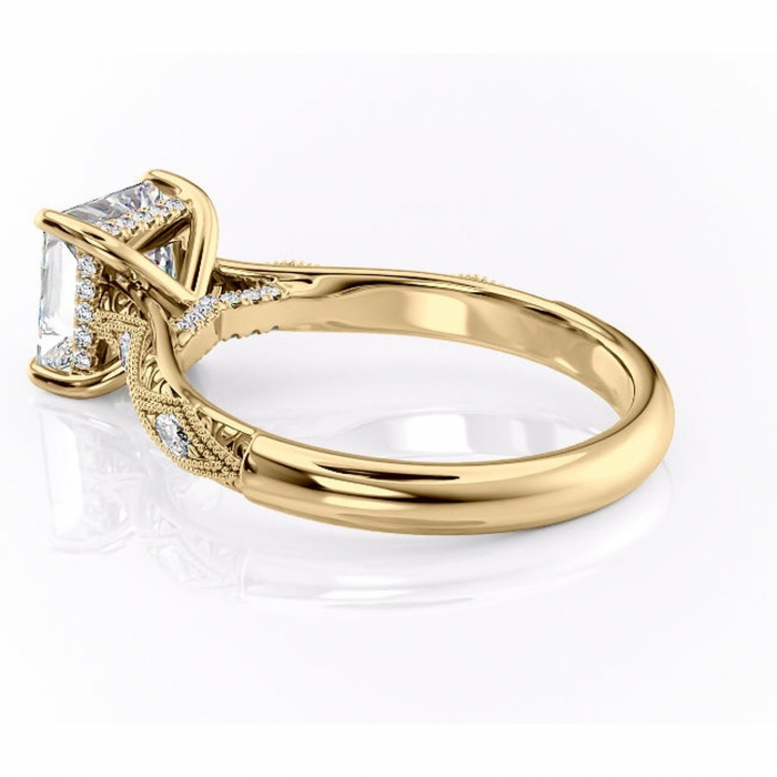Inel de logodnă Vespera din aur Galben 14kt cu moissanite tăietură princess – Pietre laterale rafinată pentru profil înalt | Personalizează și configurează gratuit online [5]