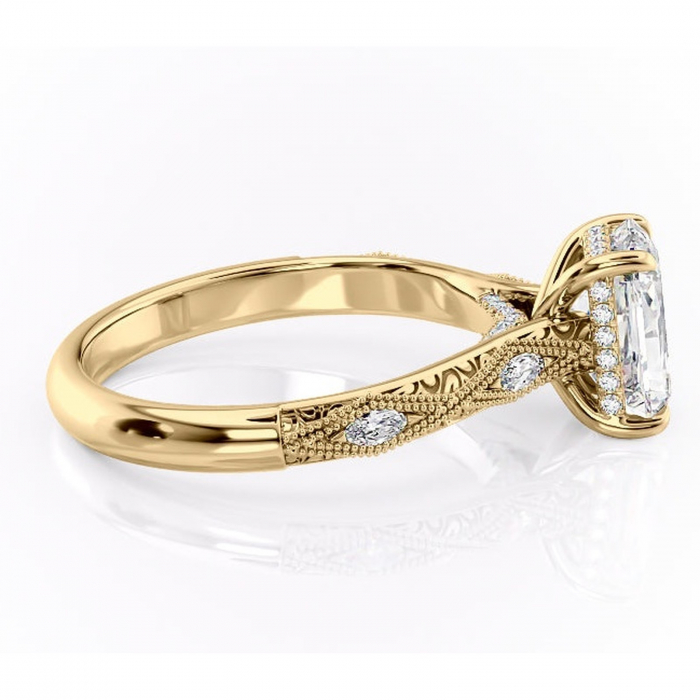 Inel de logodnă Vespera din aur Galben 14kt cu moissanite tăietură radiantă – Pietre laterale rafinată pentru profil înalt | Personalizează și configurează gratuit online [2]