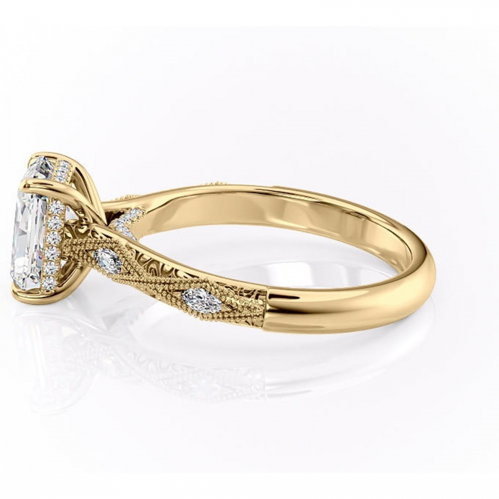 Inel de logodnă Vespera din aur Galben 14kt cu moissanite tăietură radiantă – Pietre laterale rafinată pentru profil înalt | Personalizează și configurează gratuit online [6]