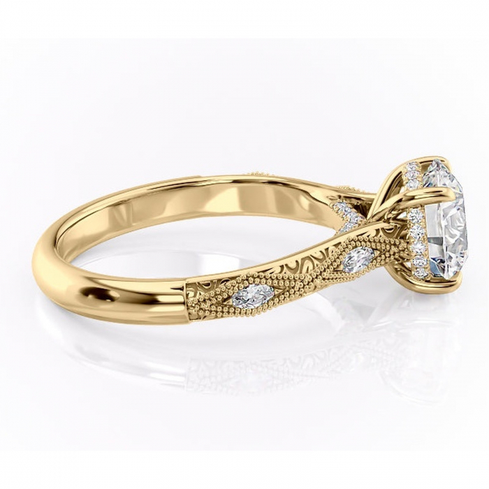 Inel de logodnă Vespera din aur Galben 14kt cu moissanite tăietură rotundă – Pietre laterale rafinată pentru profil înalt | Personalizează și configurează gratuit online [2]