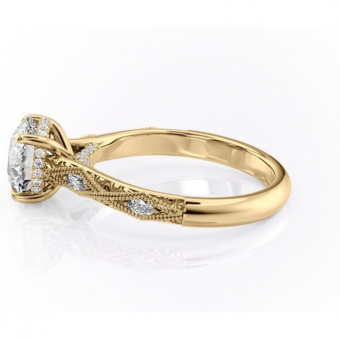 Inel de logodnă Vespera din aur Galben 14kt cu moissanite tăietură rotundă – Pietre laterale rafinată pentru profil înalt | Personalizează și configurează gratuit online [6]