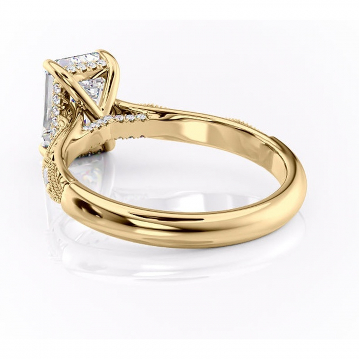 Inel de logodnă Vespera din aur Galben 14kt cu moissanite tăietură smarald – Pietre laterale rafinată pentru profil înalt | Personalizează și configurează gratuit online [4]