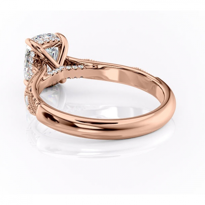 Inel de logodnă Vespera din aur Rose 14kt cu moissanite tăietură asscher – Pietre laterale rafinată pentru profil înalt | Personalizează și configurează gratuit online [4]