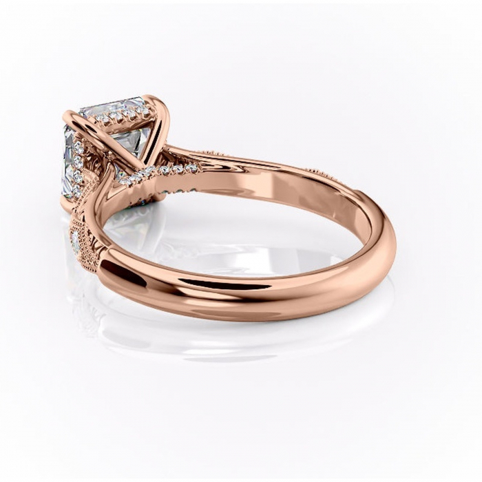 Inel de logodnă Vespera din aur Rose 14kt cu moissanite tăietură asscher – Pietre laterale rafinată pentru profil înalt | Personalizează și configurează gratuit online [4]