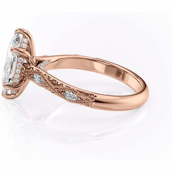 Inel de logodnă Vespera din aur Rose 14kt cu moissanite tăietură marquise – Pietre laterale rafinată pentru profil înalt | Personalizează și configurează gratuit online [6]