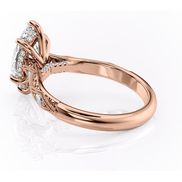 Inel de logodnă Vespera din aur Rose 14kt cu moissanite tăietură marquise – Pietre laterale rafinată pentru profil înalt | Personalizează și configurează gratuit online [5]