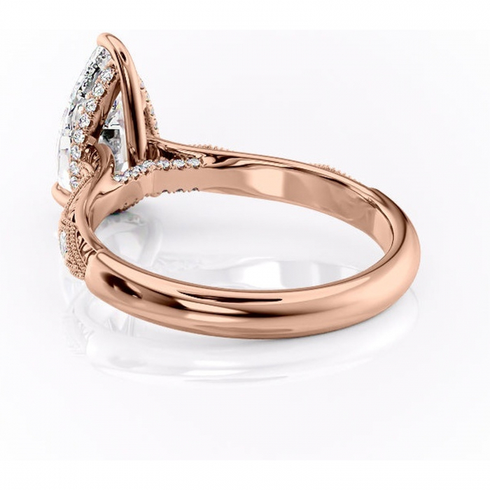 Inel de logodnă Vespera din aur Rose 18kt cu moissanite tăietură pară – Pietre laterale rafinată pentru profil înalt | Personalizează și configurează gratuit online [4]