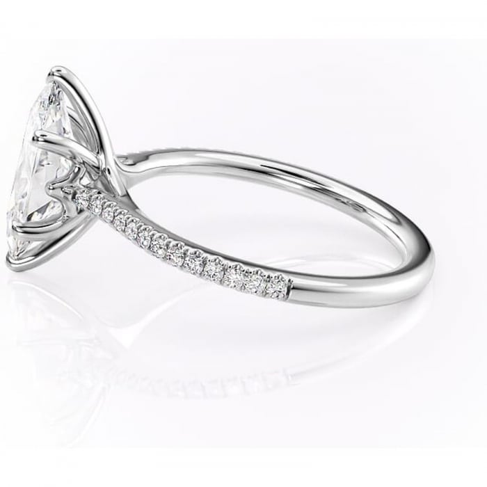 Inel de logodnă Victoria din aur Alb 14kt cu moissanite tăietură marquise – Montură pavé rafinată pentru profil mediu | Personalizează și configurează gratuit online [6]