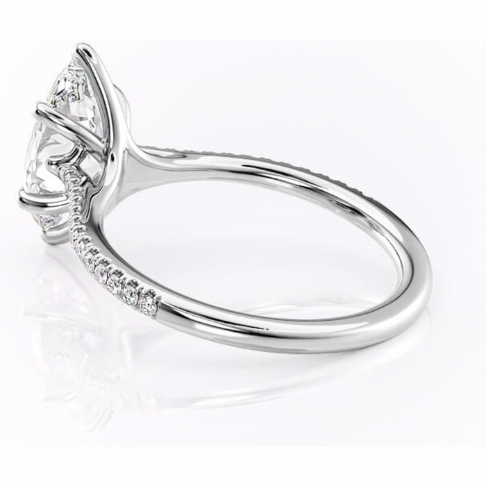 Inel de logodnă Victoria din aur Alb 14kt cu moissanite tăietură marquise – Montură pavé rafinată pentru profil mediu | Personalizează și configurează gratuit online [5]