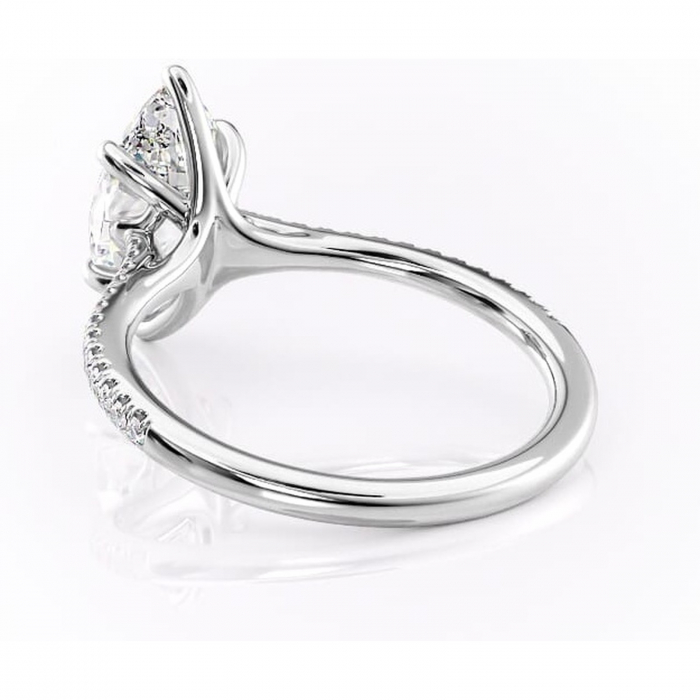 Inel de logodnă Victoria din aur Alb 14kt cu moissanite tăietură marquise – Montură pavé rafinată pentru profil mediu | Personalizează și configurează gratuit online [4]