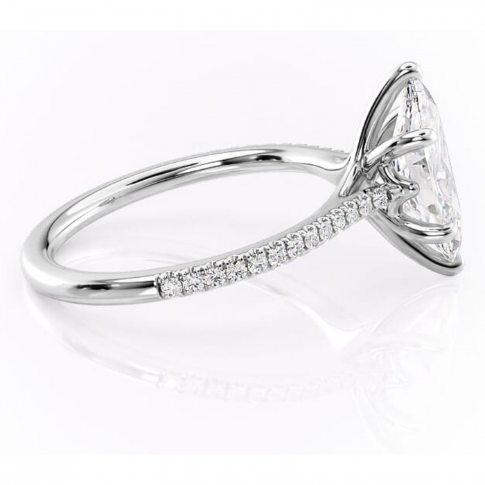 Inel de logodnă Victoria din aur Alb 14kt cu moissanite tăietură marquise – Montură pavé rafinată pentru profil mediu | Personalizează și configurează gratuit online [2]