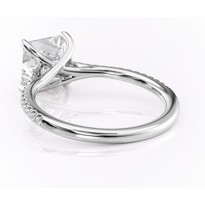 Inel de logodnă Victoria din aur Alb 14kt cu moissanite tăietură princess – Montură pavé rafinată pentru profil mediu | Personalizează și configurează gratuit online [4]