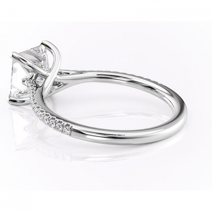 Inel de logodnă Victoria din aur Alb 14kt cu moissanite tăietură princess – Montură pavé rafinată pentru profil mediu | Personalizează și configurează gratuit online [5]