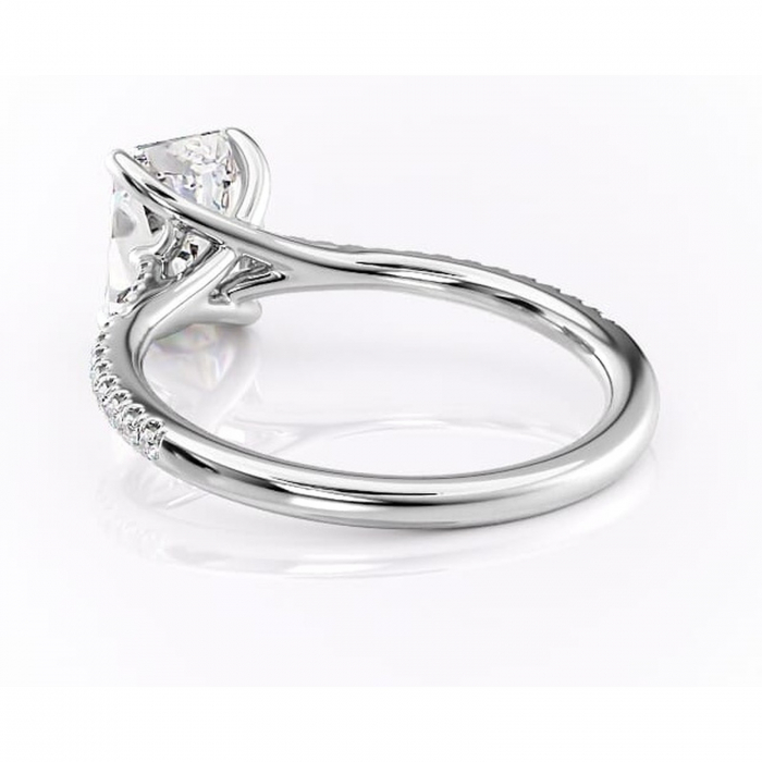 Inel de logodnă Victoria din aur Alb 14kt cu moissanite tăietură radiantă – Montură pavé rafinată pentru profil mediu | Personalizează și configurează gratuit online [4]