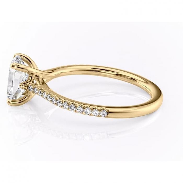 Inel de logodnă Victoria din aur Galben 14kt cu moissanite tăietură pernă – Montură pavé rafinată pentru profil mediu | Personalizează și configurează gratuit online [6]