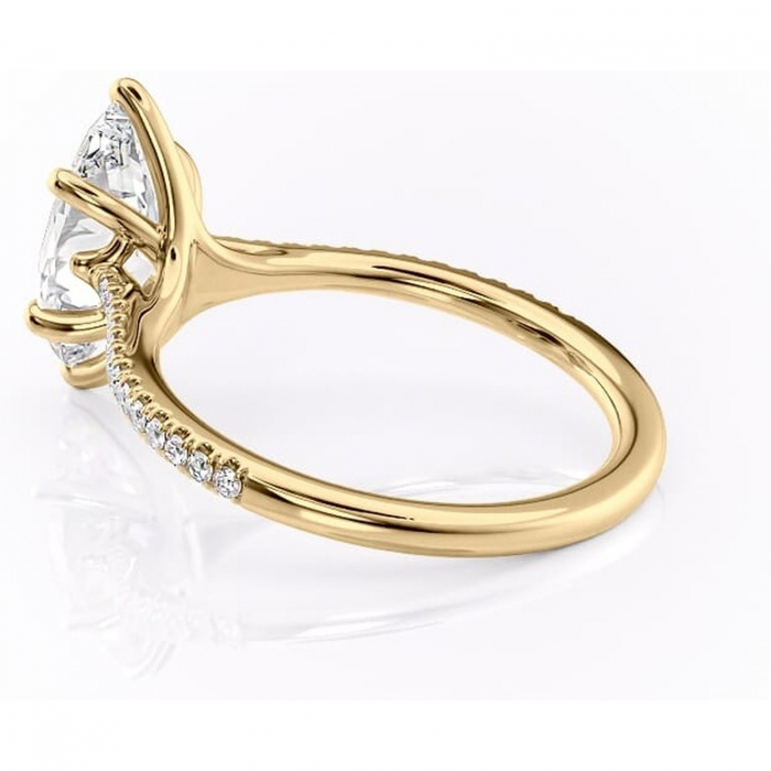 Inel de logodnă Victoria din aur Galben 14kt cu moissanite tăietură marquise – Montură pavé rafinată pentru profil mediu | Personalizează și configurează gratuit online [5]