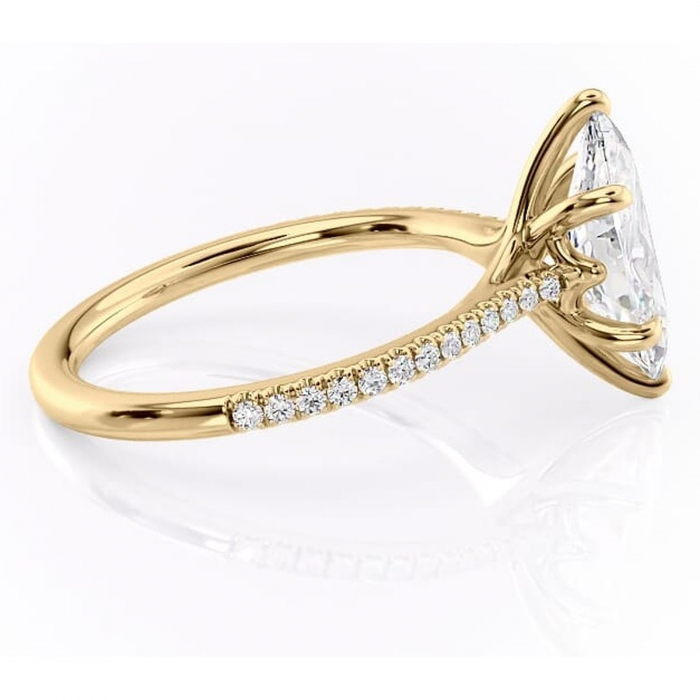 Inel de logodnă Victoria din aur Galben 14kt cu moissanite tăietură marquise – Montură pavé rafinată pentru profil mediu | Personalizează și configurează gratuit online [2]