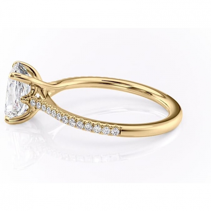 Inel de logodnă Victoria din aur Galben 14kt cu moissanite tăietură radiantă – Montură pavé rafinată pentru profil mediu | Personalizează și configurează gratuit online [6]