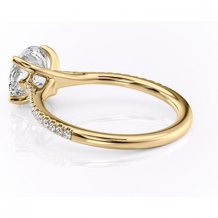 Inel de logodnă Victoria din aur Galben 14kt cu moissanite tăietură rotundă – Montură pavé rafinată pentru profil mediu | Personalizează și configurează gratuit online [5]